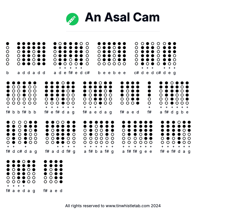 Image of An Asal Cam Tin Whistle Tabs