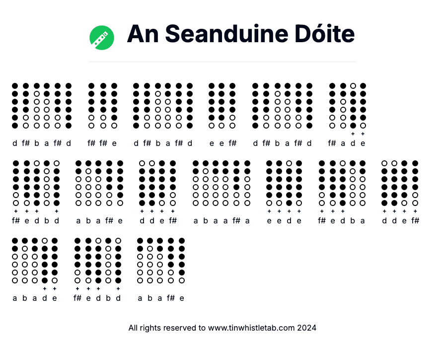 Image of An Seanduine Dóite Tin Whistle Tabs