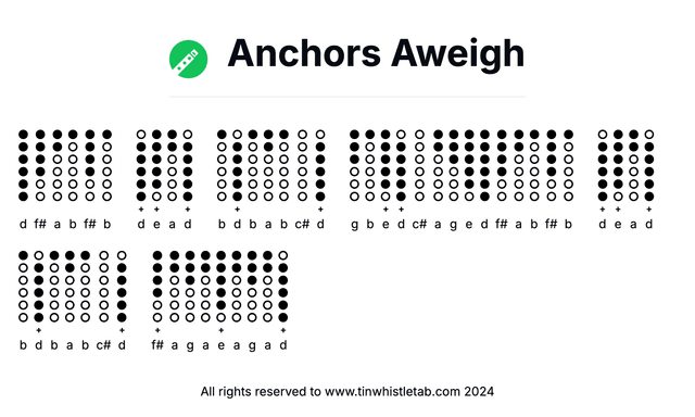 Image of Anchors Aweigh Tin Whistle Tabs