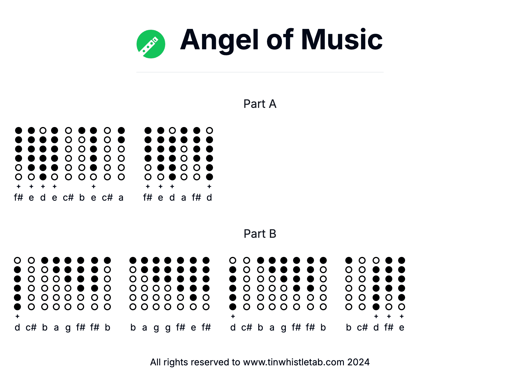 Image of Angel of Music Tin Whistle Tabs