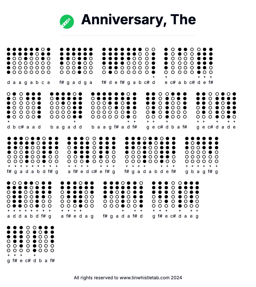 Image of Anniversary, The Tin Whistle Tabs