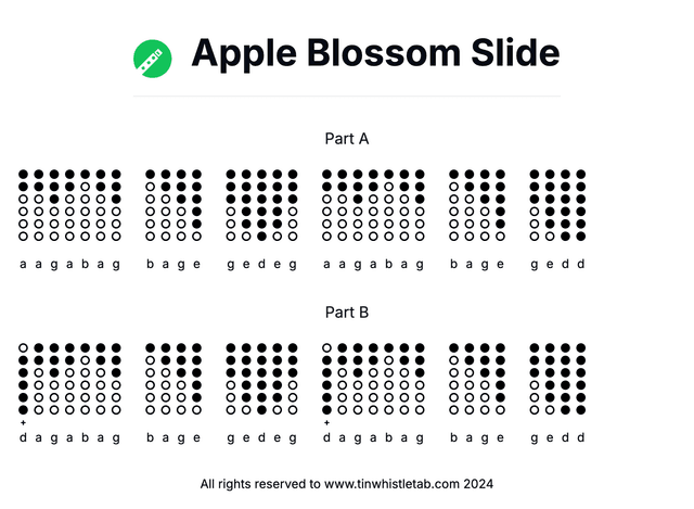 Image of Apple Blossom Slide Tin Whistle Tabs