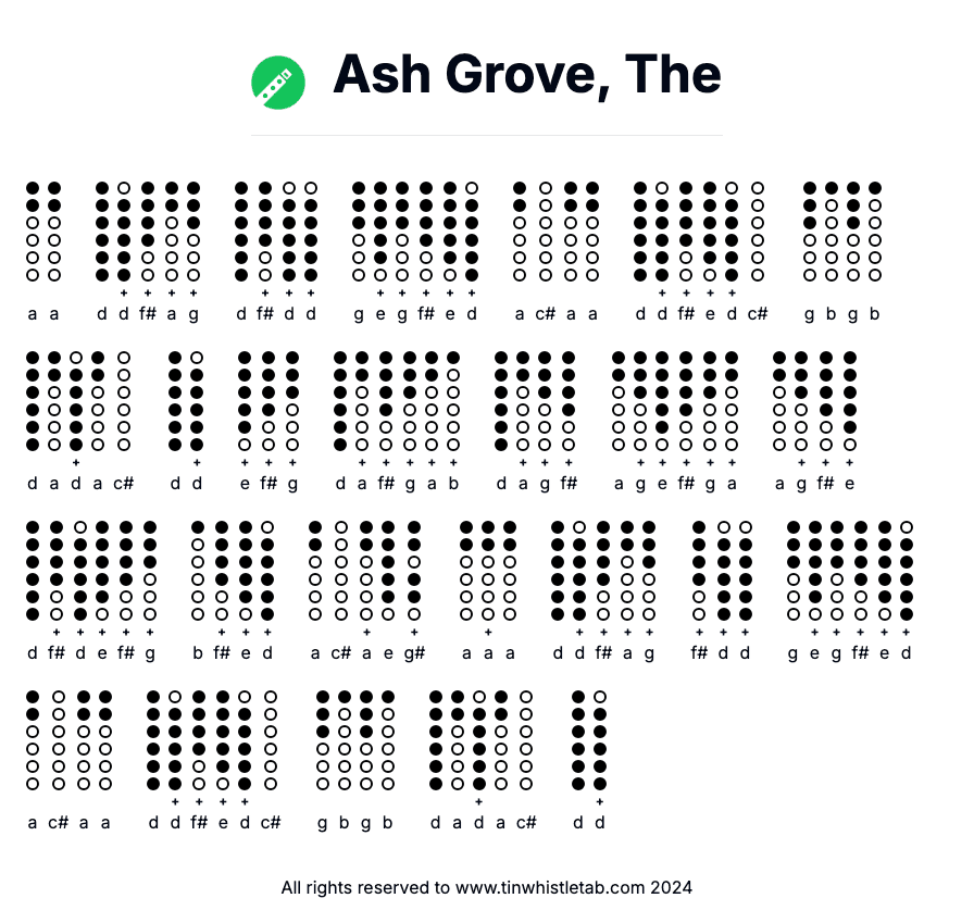 Image of Ash Grove, The Tin Whistle Tabs
