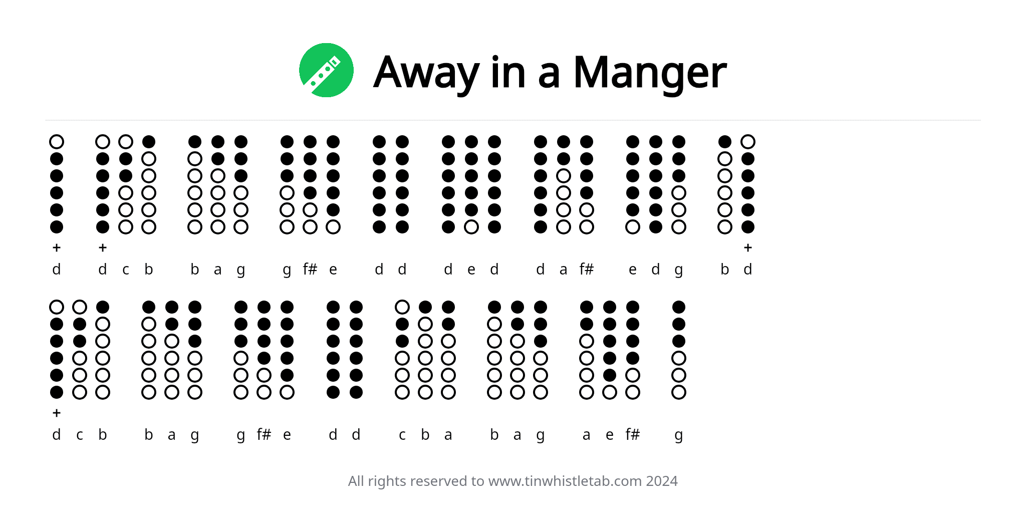 Tin-Whistle-Tabs zu Away in a Manger