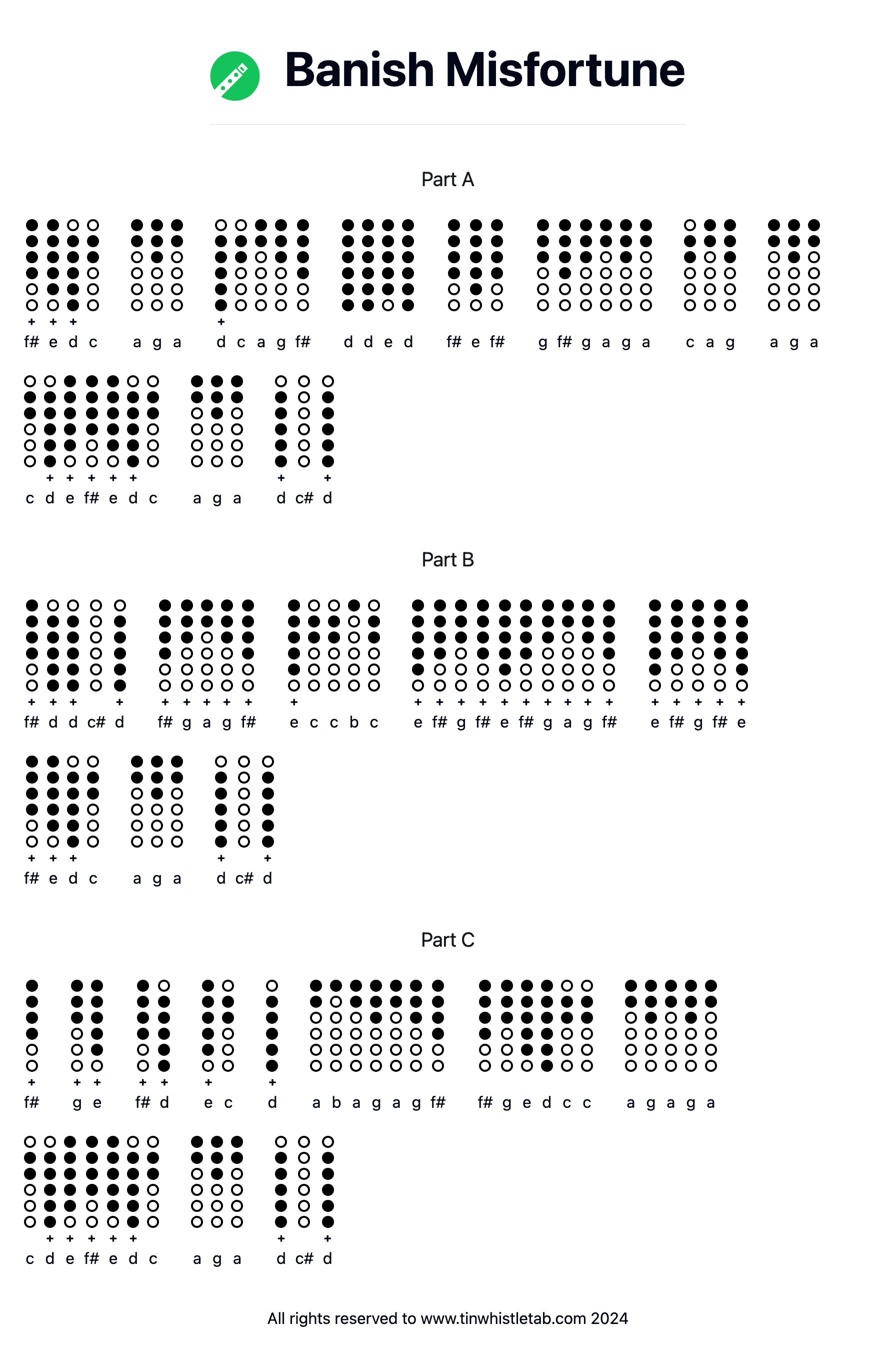 Image of Banish Misfortune Tin Whistle Tabs
