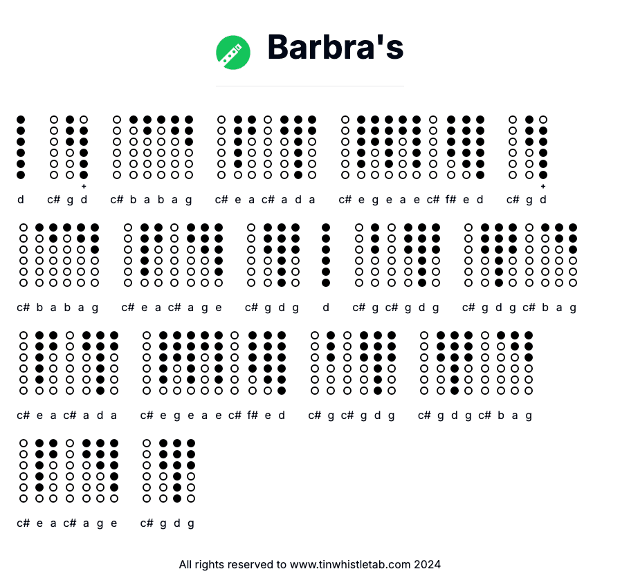 Image of Barbra's Tin Whistle Tabs