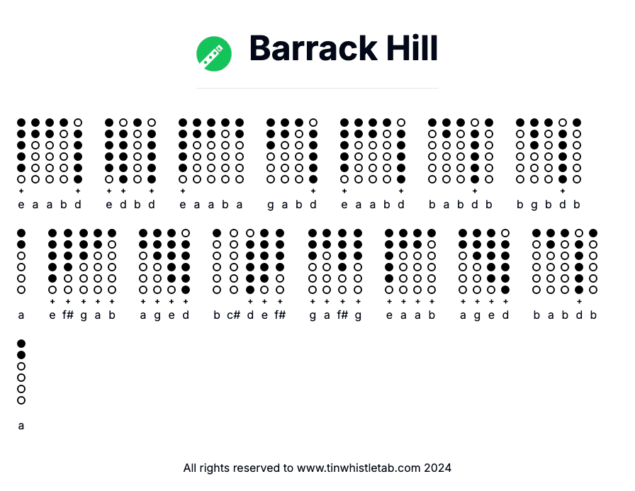 Image of Barrack Hill Tin Whistle Tabs