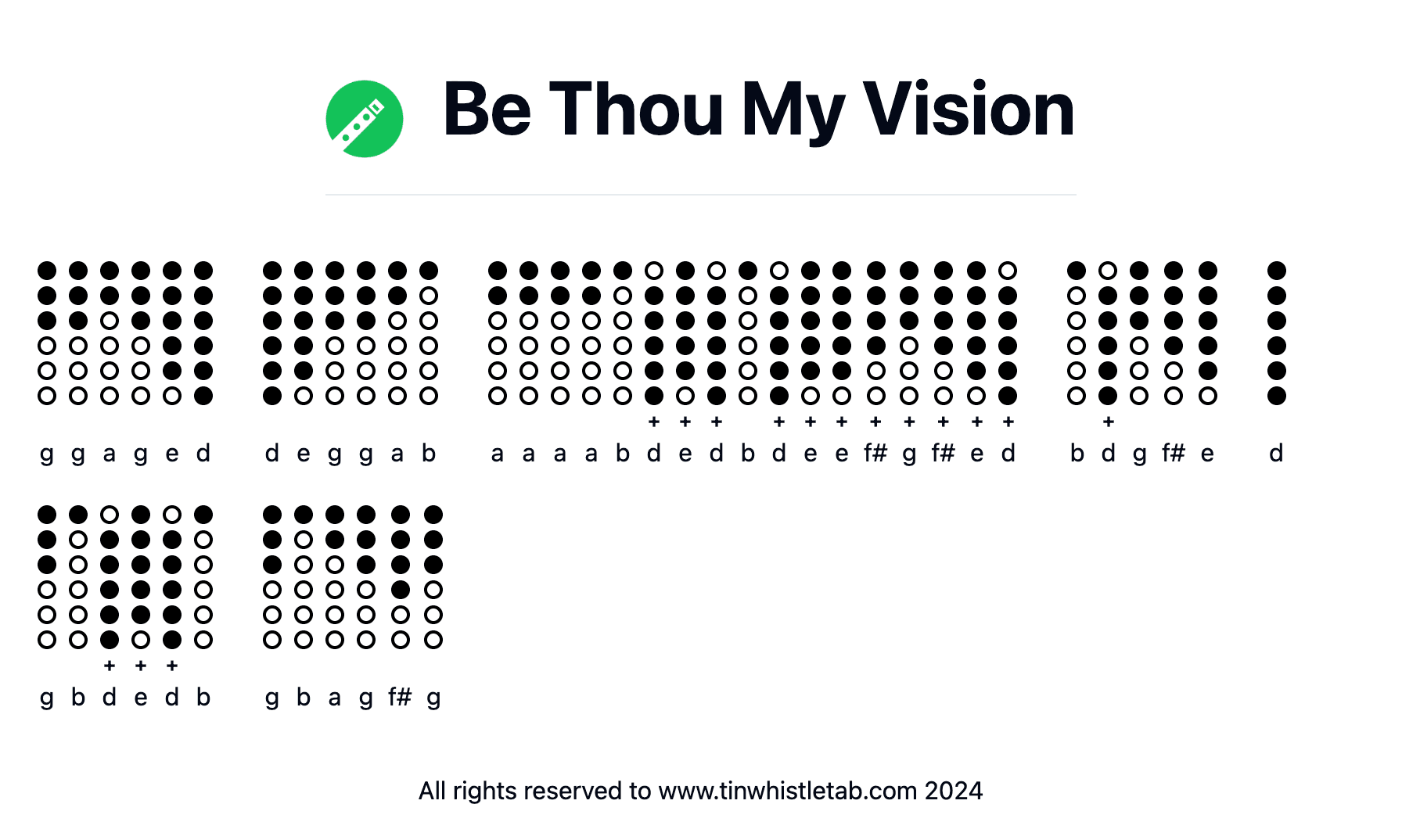 Image of Be Thou My Vision Tin Whistle Tabs