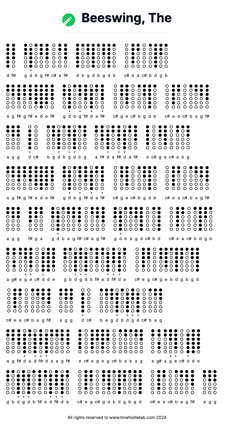 Image of Beeswing, The Tin Whistle Tabs