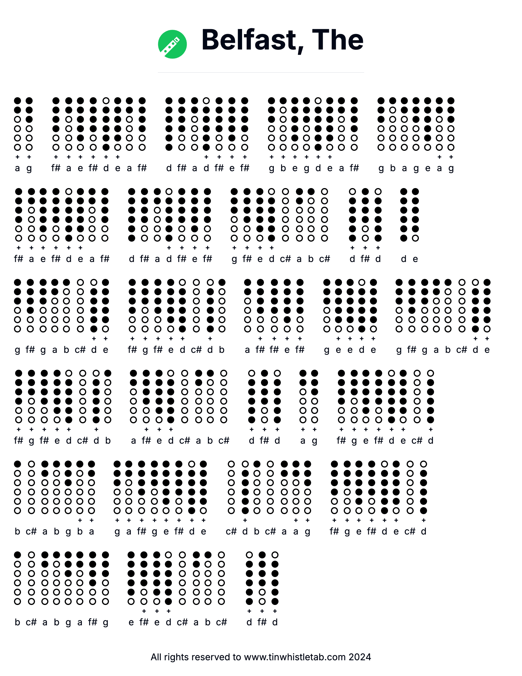 Image of Belfast, The Tin Whistle Tabs