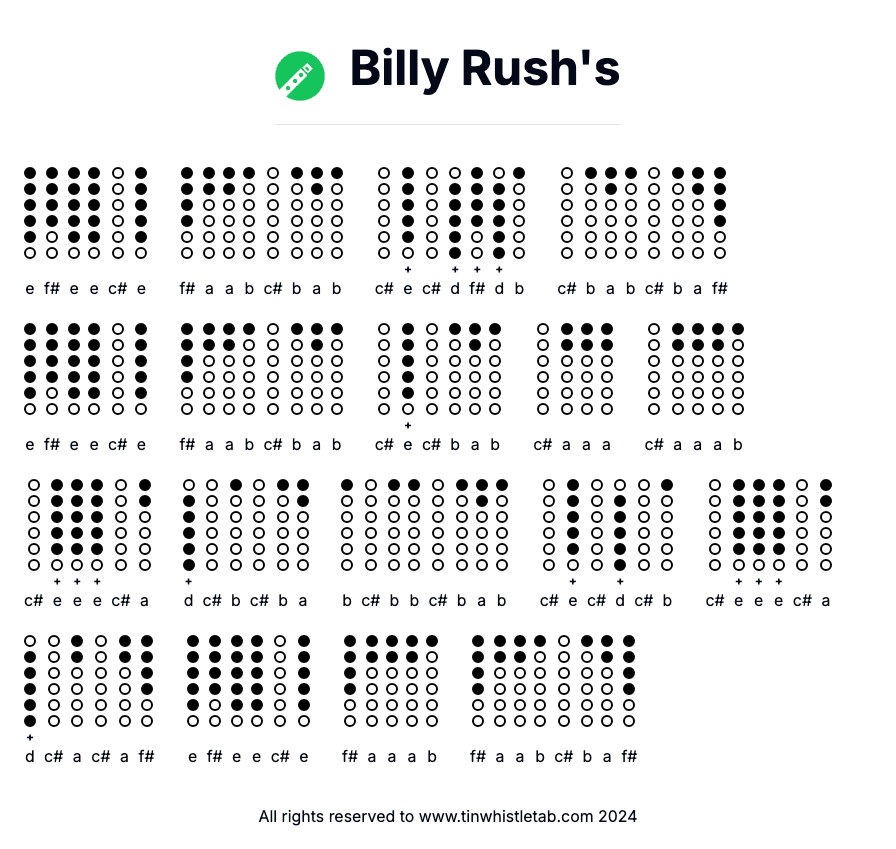 Image of Billy Rush's Tin Whistle Tabs