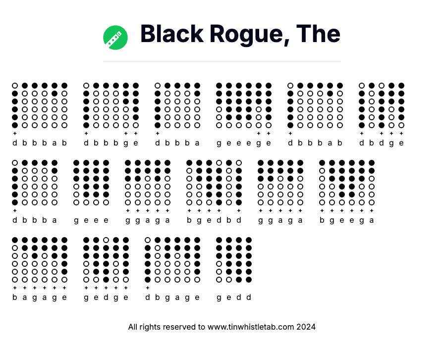 Image of Black Rogue, The Tin Whistle Tabs