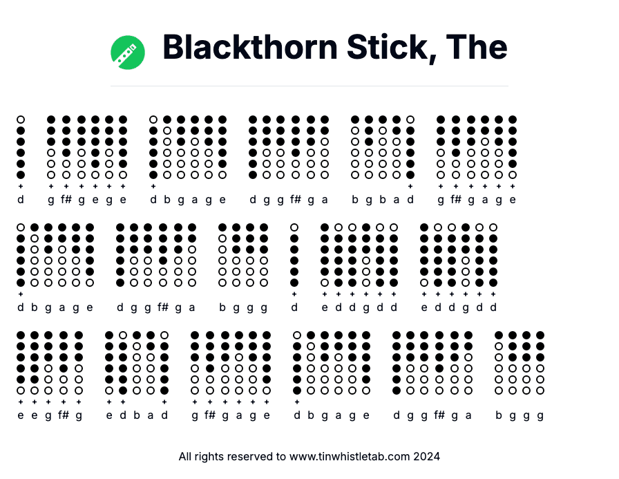 Image of Blackthorn Stick, The Tin Whistle Tabs