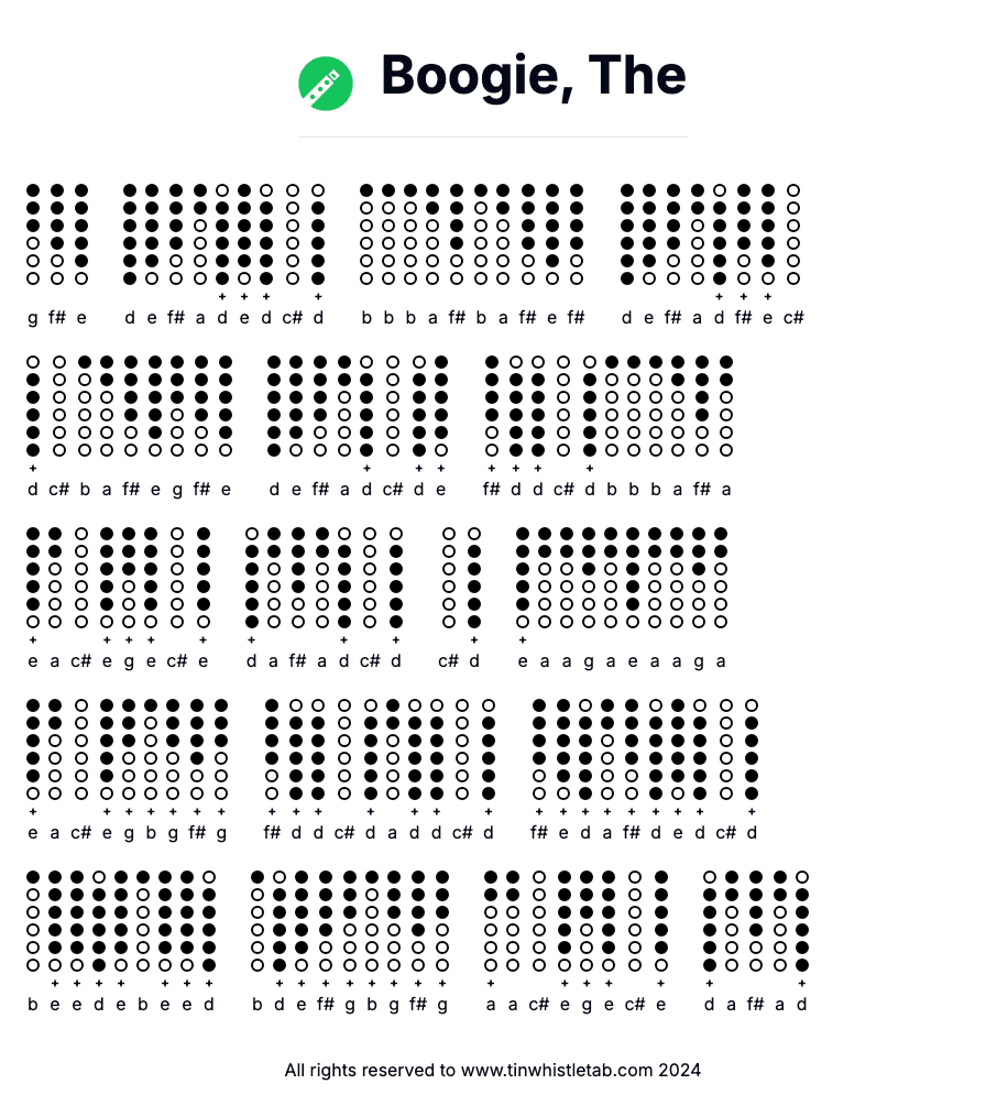 Image of Boogie, The Tin Whistle Tabs