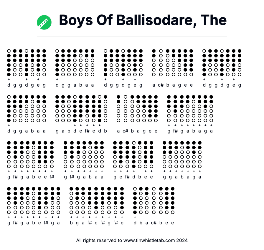 Image of Boys Of Ballisodare, The Tin Whistle Tabs