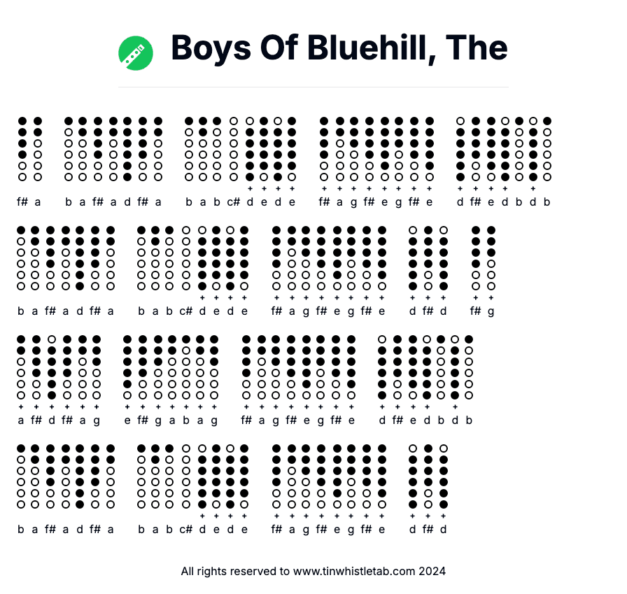 Image of Boys Of Bluehill, The Tin Whistle Tabs