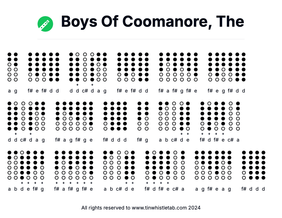 Image of Boys Of Coomanore, The Tin Whistle Tabs