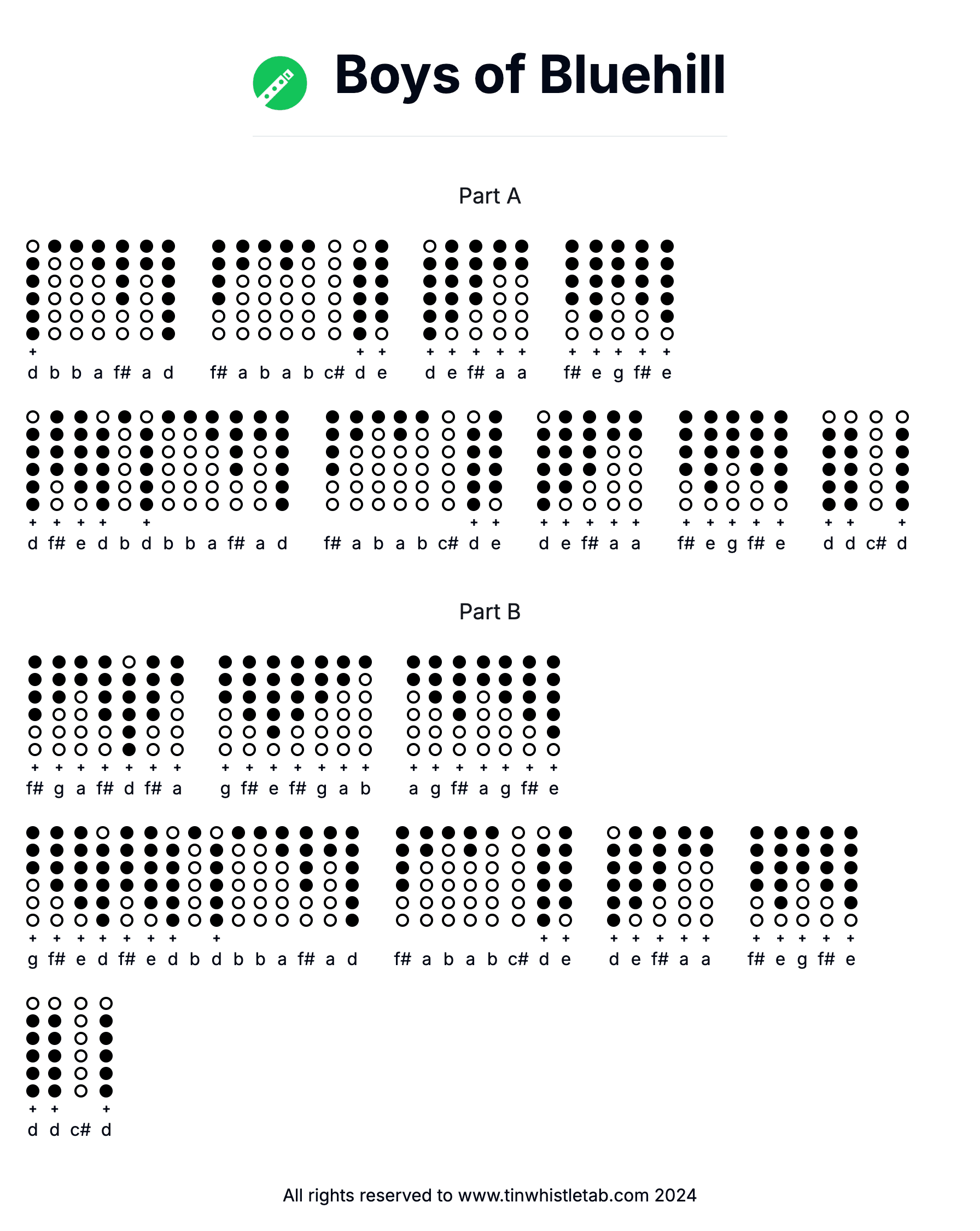 Image of Boys of Bluehill Tin Whistle Tabs