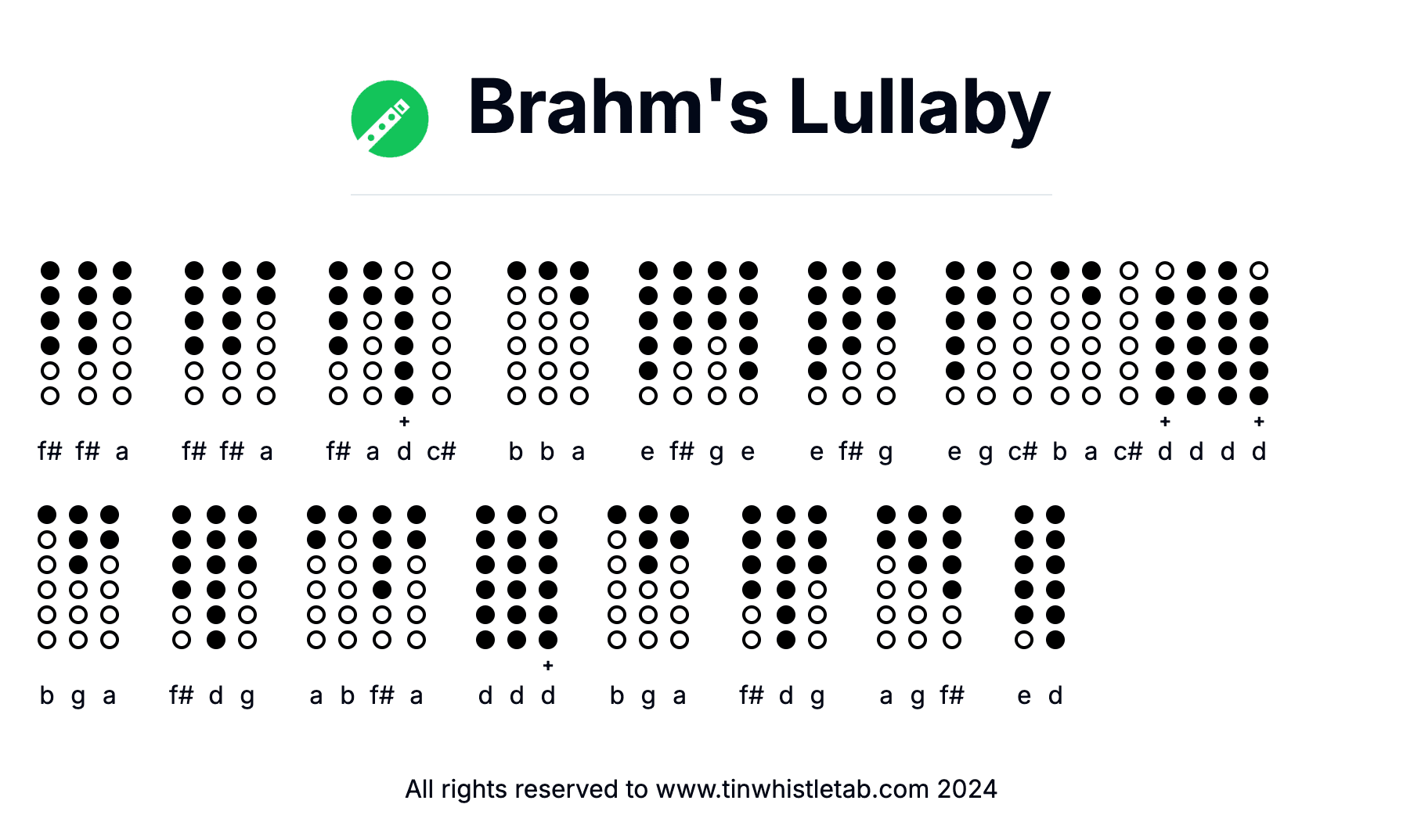 Image of Brahm's Lullaby Tin Whistle Tabs
