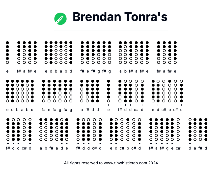 Image of Brendan Tonra's Tin Whistle Tabs