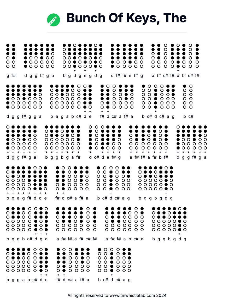 Image of Bunch Of Keys, The Tin Whistle Tabs
