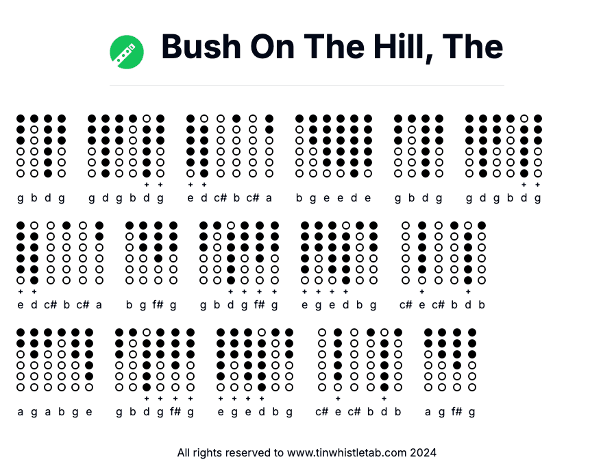 Image of Bush On The Hill, The Tin Whistle Tabs