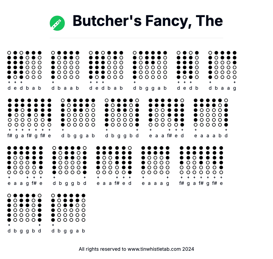 Image of Butcher's Fancy, The Tin Whistle Tabs