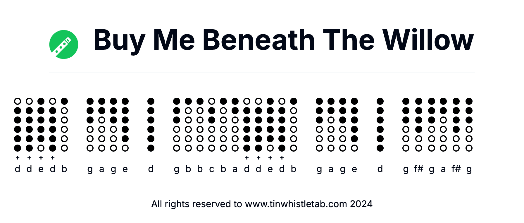 Image of Buy Me Beneath The Willow Tin Whistle Tabs