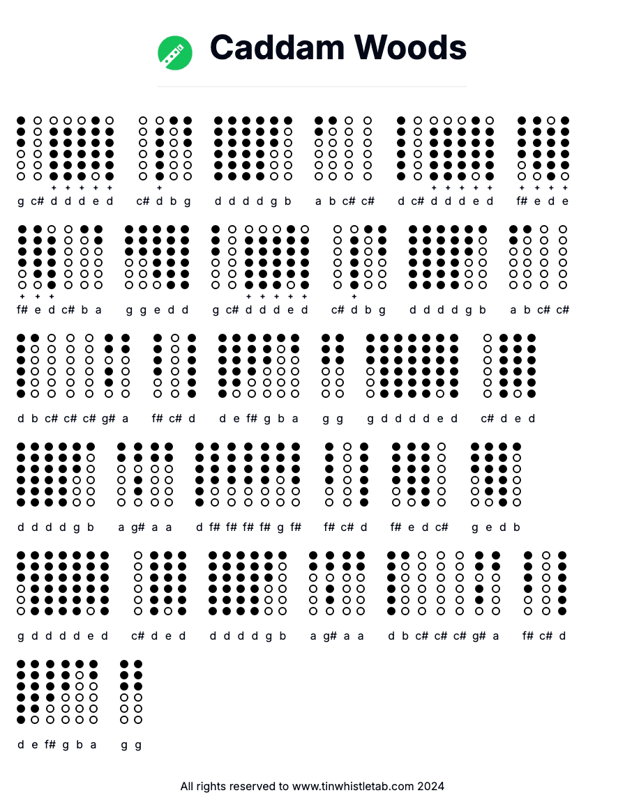 Image of Caddam Woods Tin Whistle Tabs
