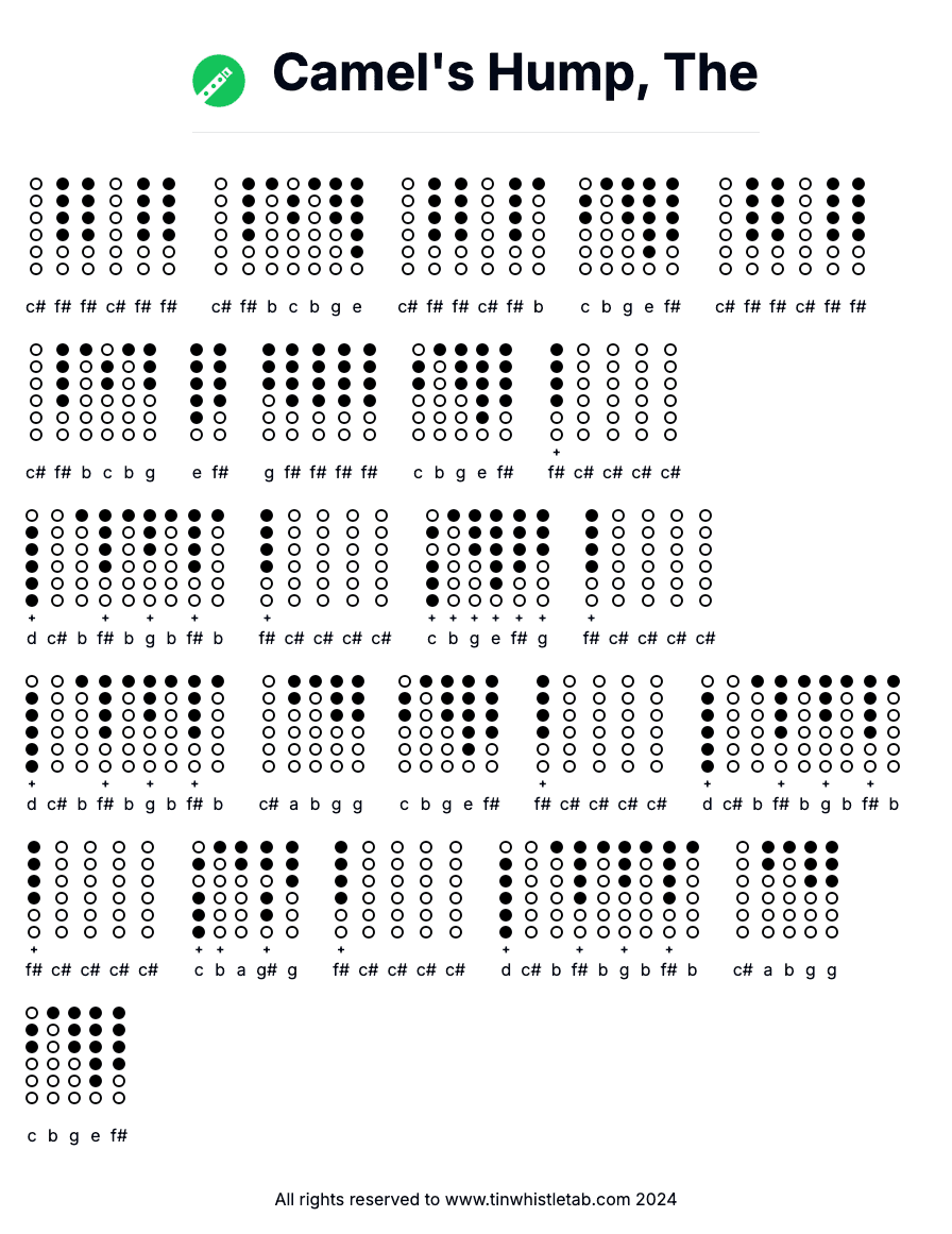 Image of Camel's Hump, The Tin Whistle Tabs