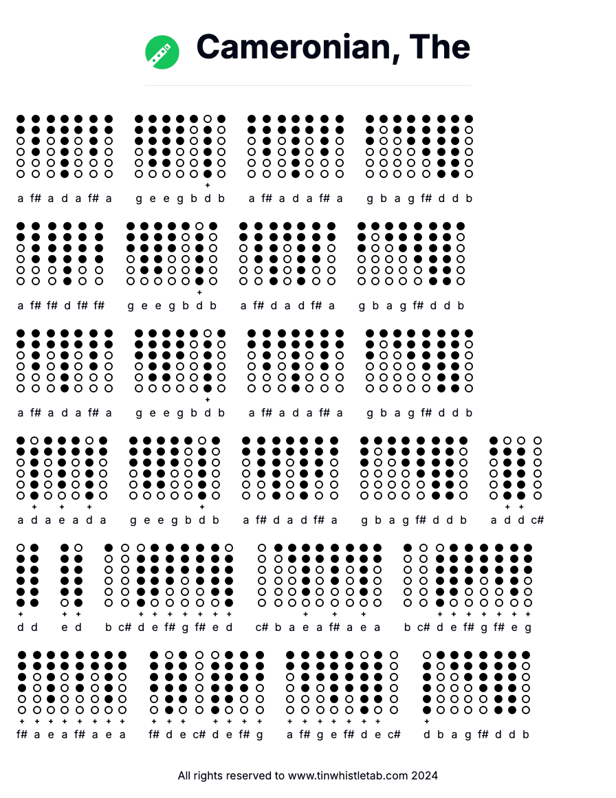Image of Cameronian, The Tin Whistle Tabs