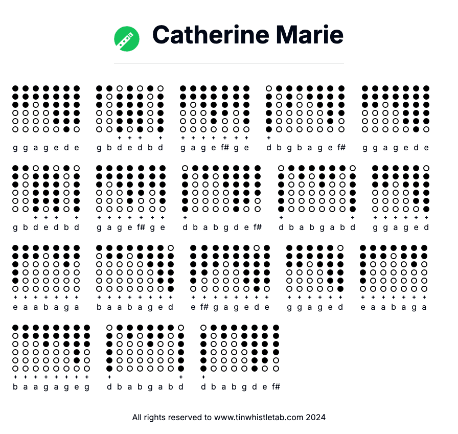 Image of Catherine Marie Tin Whistle Tabs