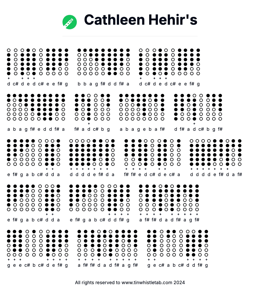 Image of Cathleen Hehir's Tin Whistle Tabs