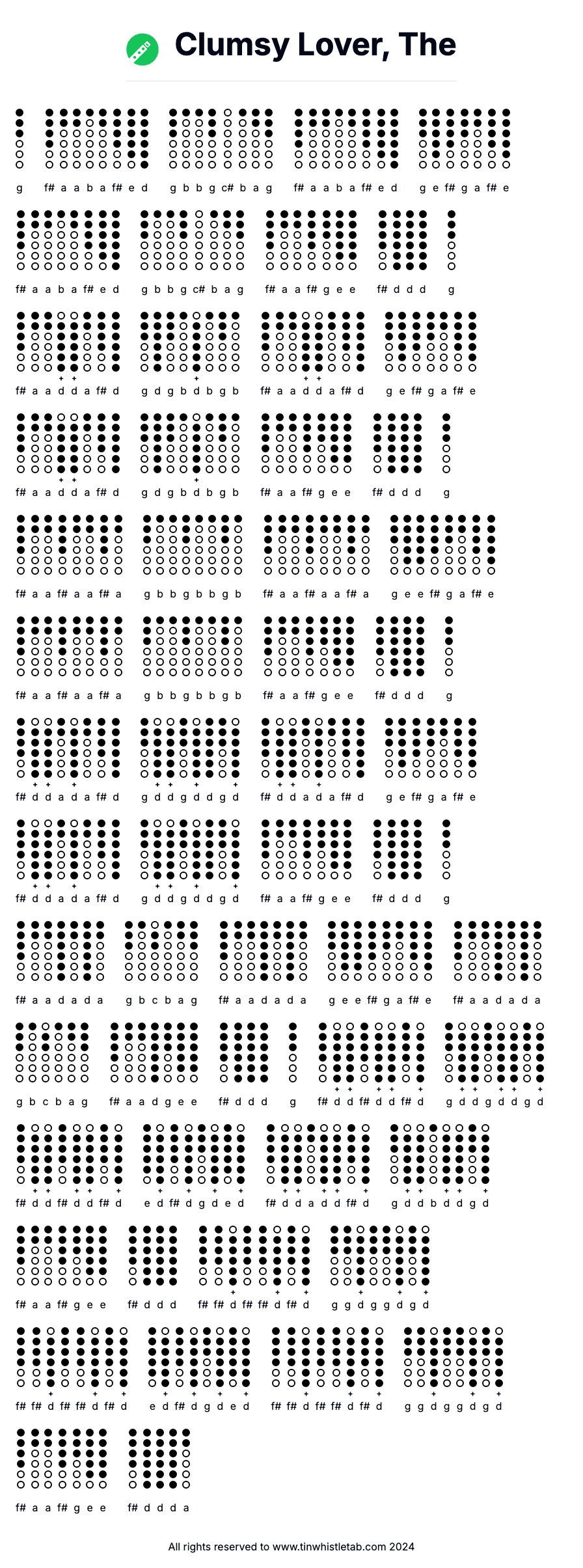 Image of Clumsy Lover, The Tin Whistle Tabs
