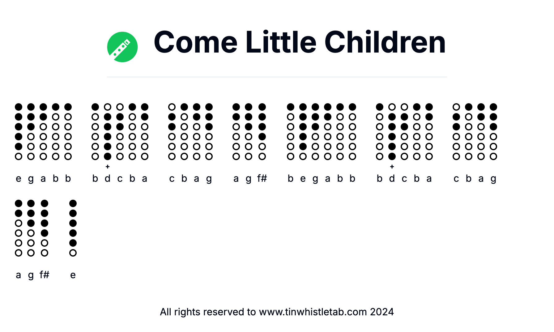 Image of Come Little Children Tin Whistle Tabs