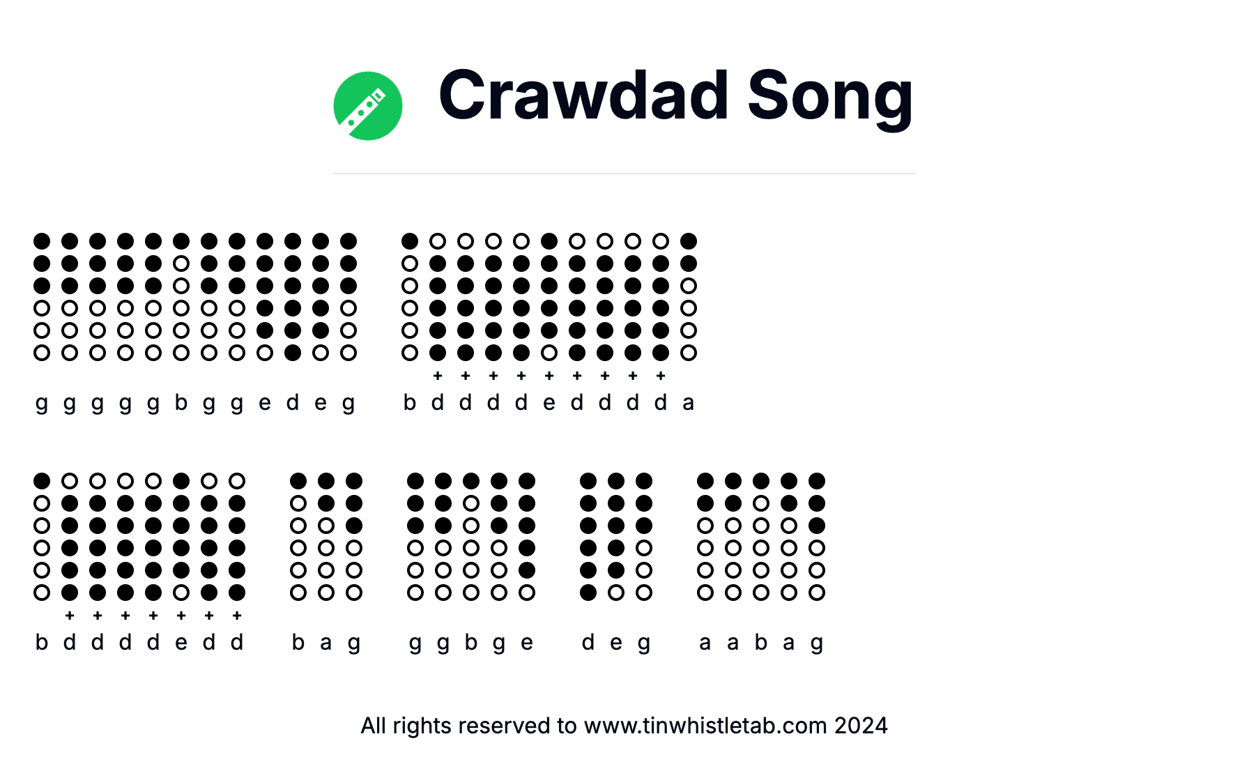 Image of Crawdad Song Tin Whistle Tabs