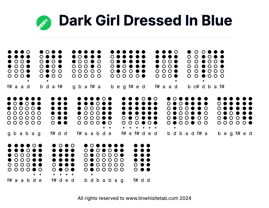 Image of Dark Girl Dressed In Blue Tin Whistle Tabs