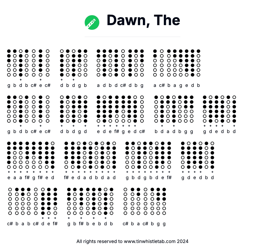Image of Dawn, The Tin Whistle Tabs