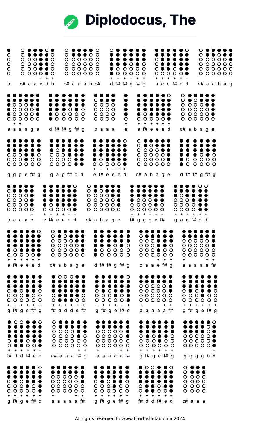 Image of Diplodocus, The Tin Whistle Tabs