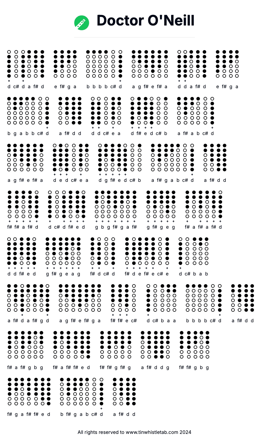 Image of Doctor O'Neill Tin Whistle Tabs