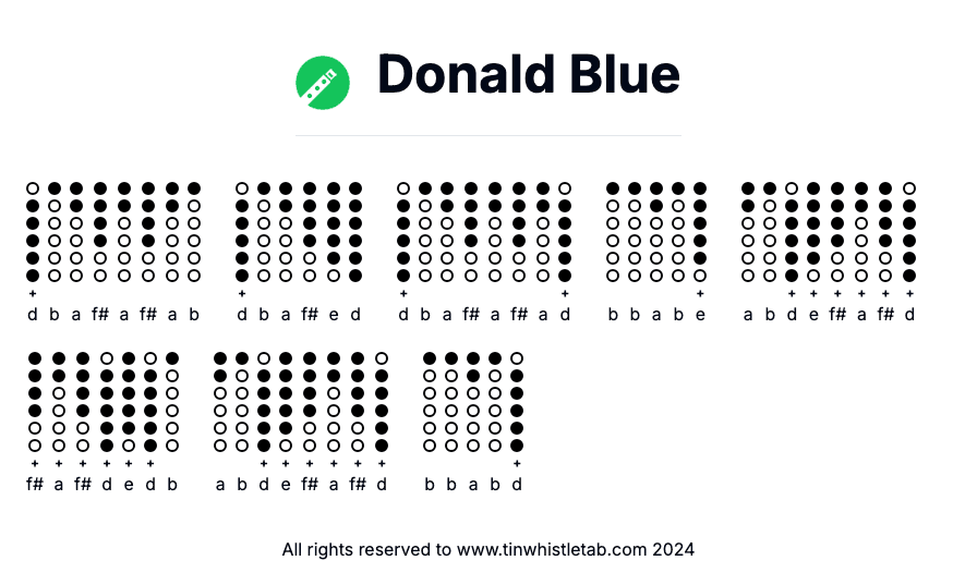Image of Donald Blue Tin Whistle Tabs