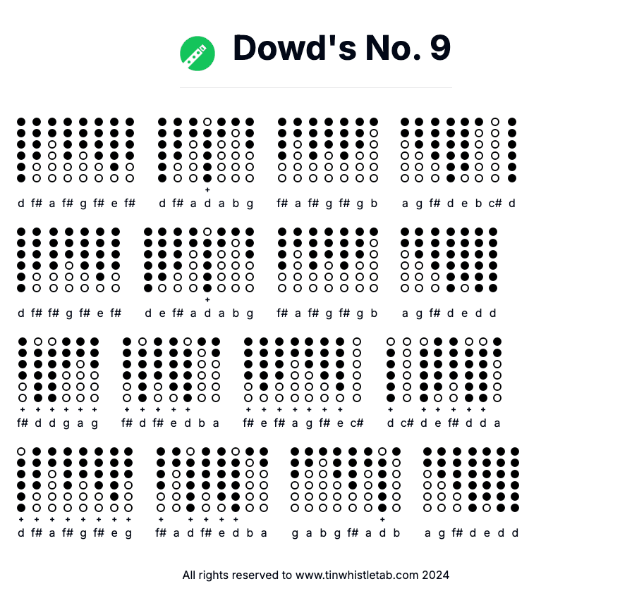 Image of Dowd's No. 9 Tin Whistle Tabs
