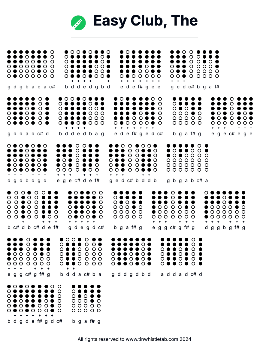 Image of Easy Club, The Tin Whistle Tabs