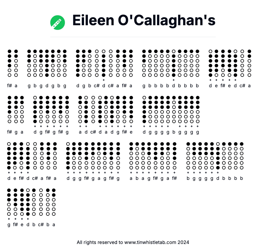 Image of Eileen O'Callaghan's Tin Whistle Tabs