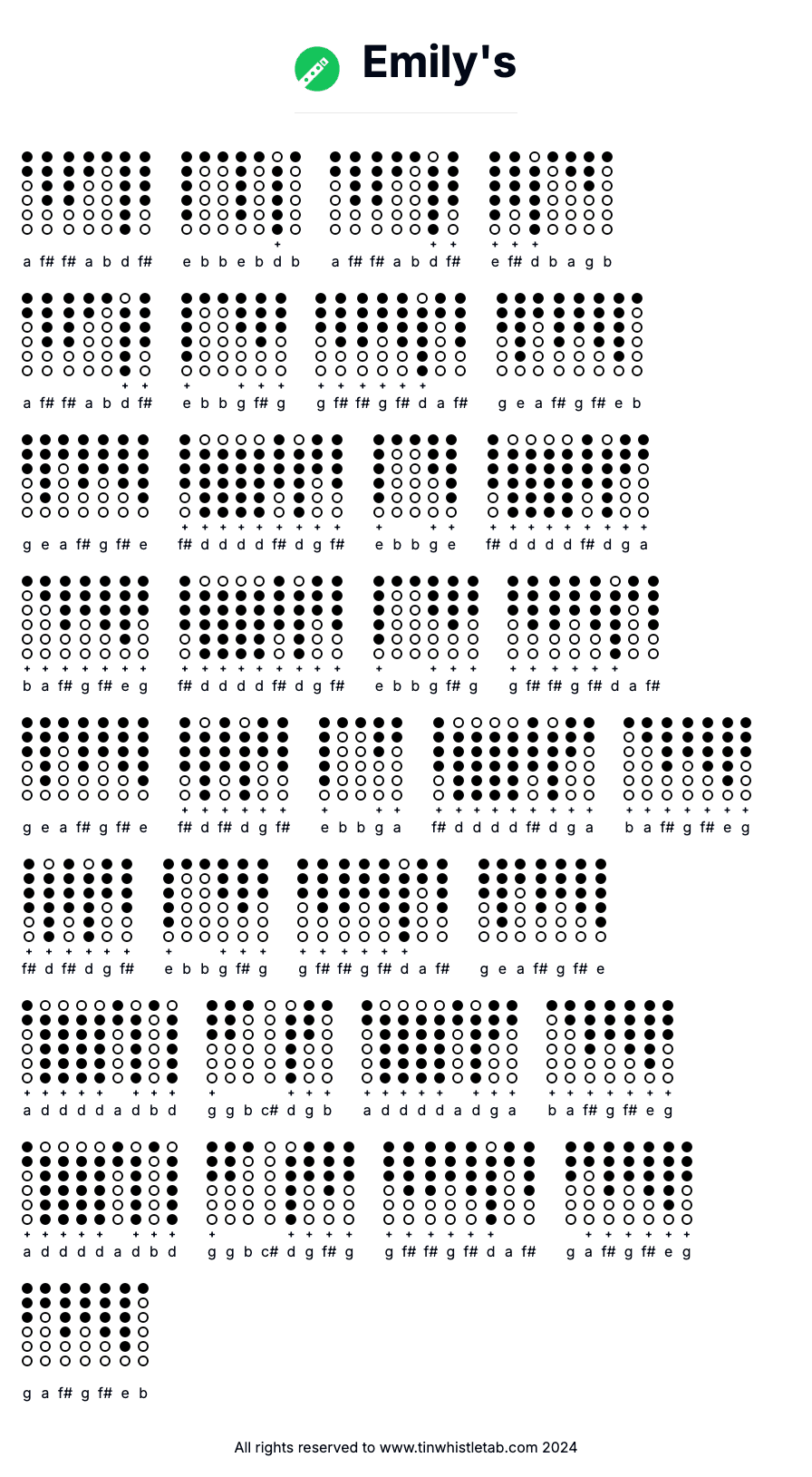 Image of Emily's Tin Whistle Tabs