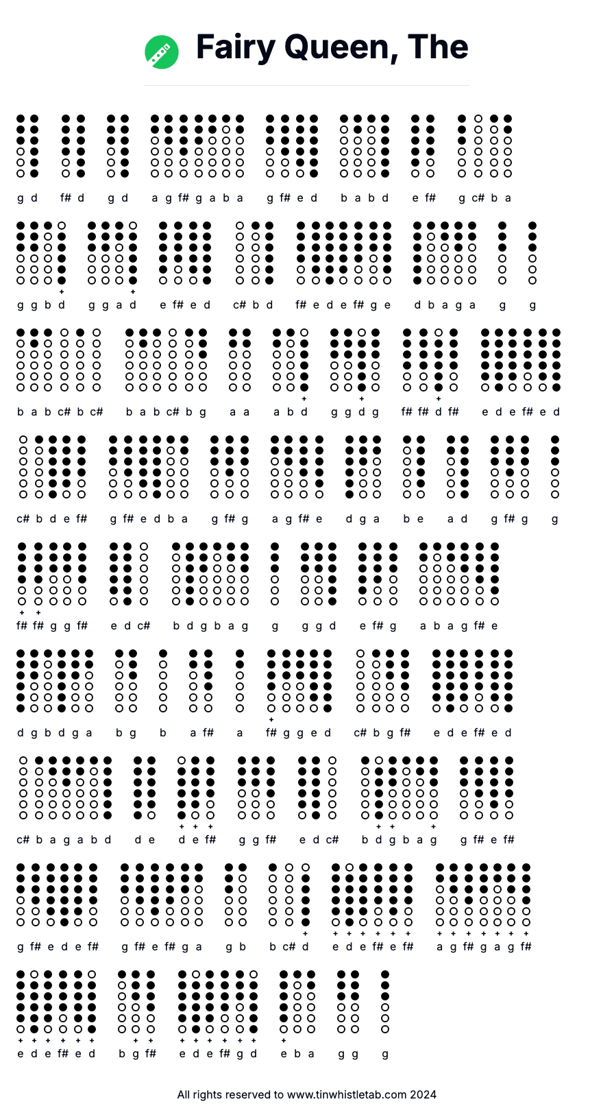 Image of Fairy Queen, The Tin Whistle Tabs