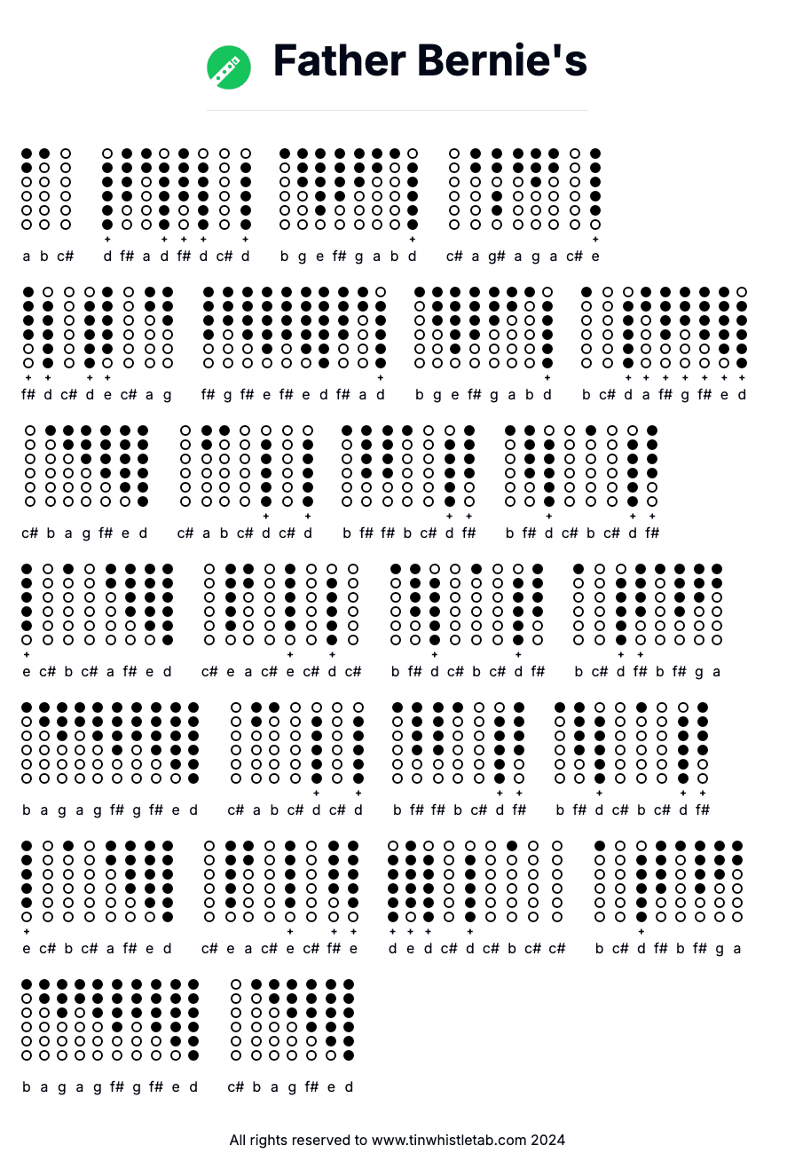 Image of Father Bernie's Tin Whistle Tabs