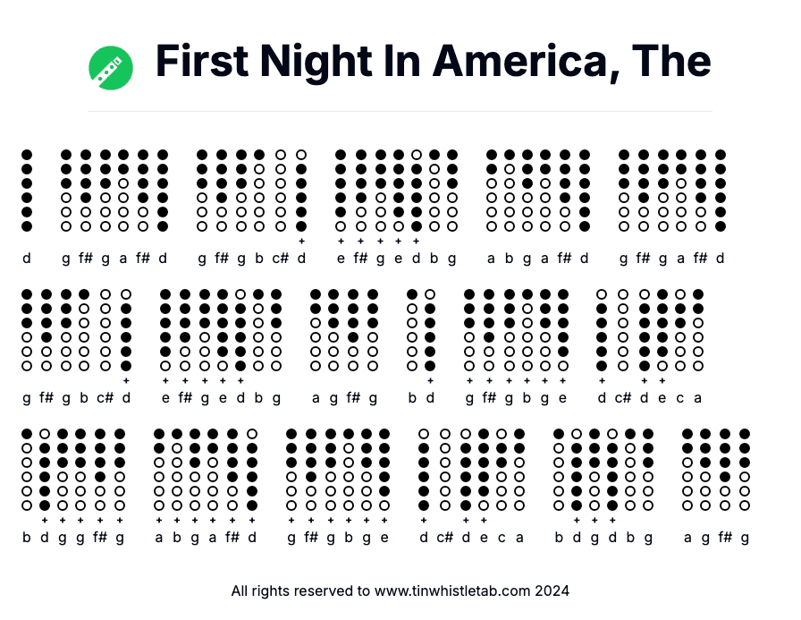 Image of First Night In America, The Tin Whistle Tabs