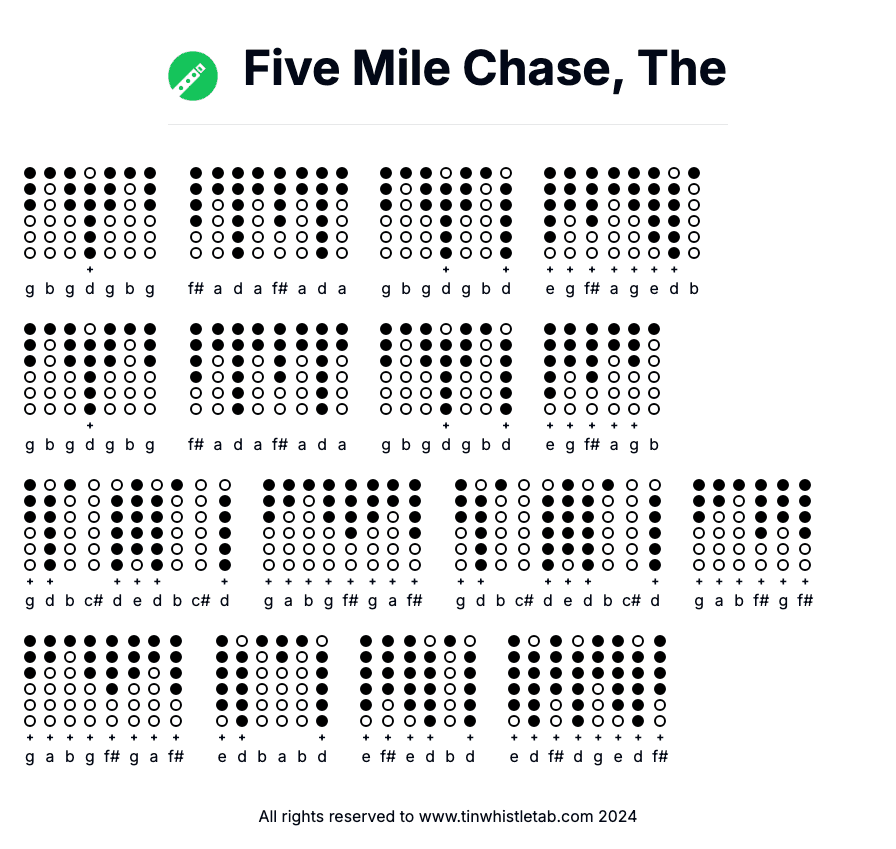 Image of Five Mile Chase, The Tin Whistle Tabs