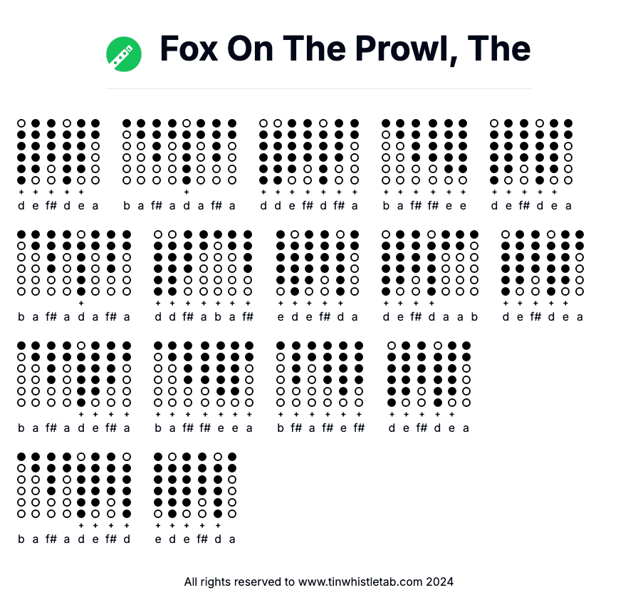 Image of Fox On The Prowl, The Tin Whistle Tabs